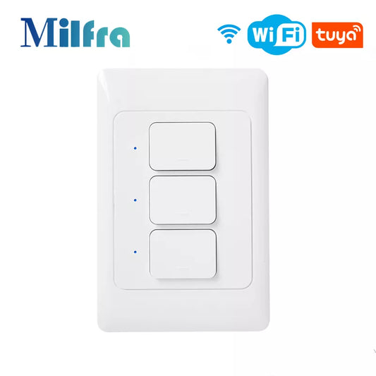 WiFi Light Switch Tuya Smart Wall Push Button Interruptor Switches 110-240V 1/2/3Gang Physical Lamp Switch Neutral Wire Optional