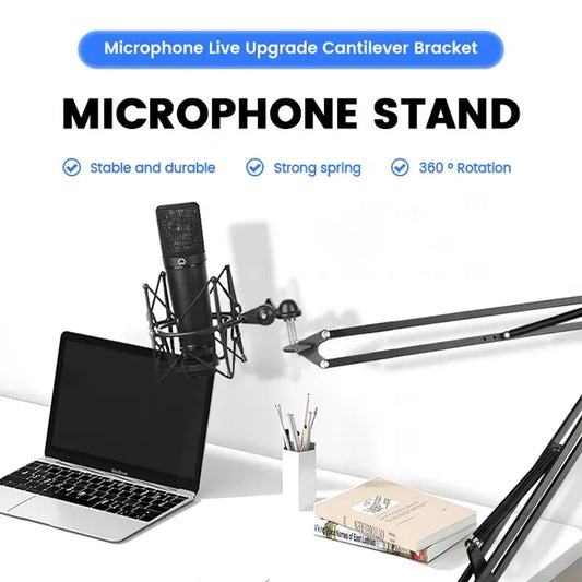 1/4 Standard Connector Camera Video Mobile Live Streaming Bracket Cantilever Desktop Universal Microphone Bracket Foldable