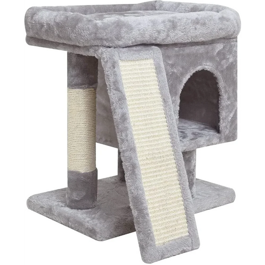 SYANDLVY Small Cat Tree for Indoor Cats, Modern Cat Activity Tower with Plush Perch, Kittens Condo with Scratching Post