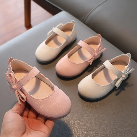 Baywell Children's PU Leather Shoes Girls Simple Princess Sweet Single Shoe Soft Comfortable Baby Kids Wedding Flats Shoes