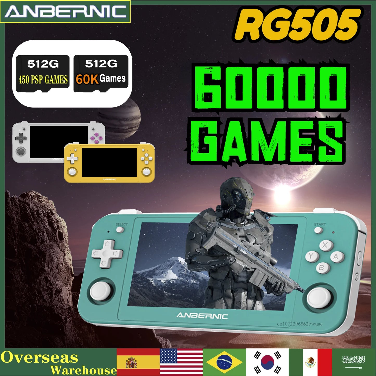 512G ANBERNIC RG505 70000 Games Handheld Console Game Android 12 4.95 Inch OLED Touch Screen T618 Update Gift for Friend  Retro