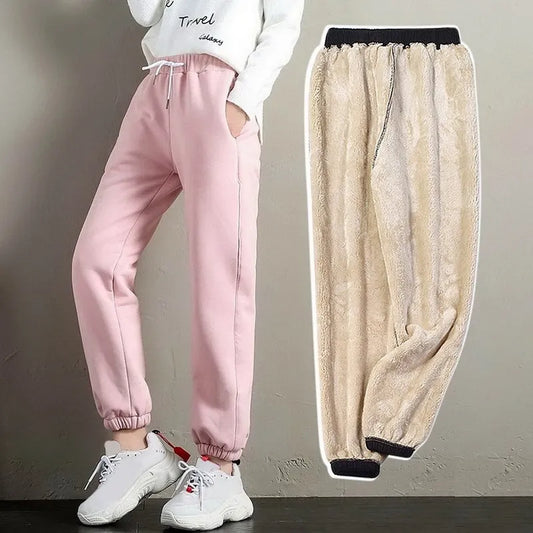 New Fleece Sweatpants Women Winter Warm Pants Trendy Ankle-Length Trousers Guard Pants Casual Sports Pants Warm Thicken Leggings