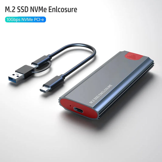 M.2 NVMe SSD Enclosure Adapter Tool Free Aluminum Case USB C 3.1 Gen 2 10Gbps to NVMe PCIe External Enclosure for M2 NVMe SSD