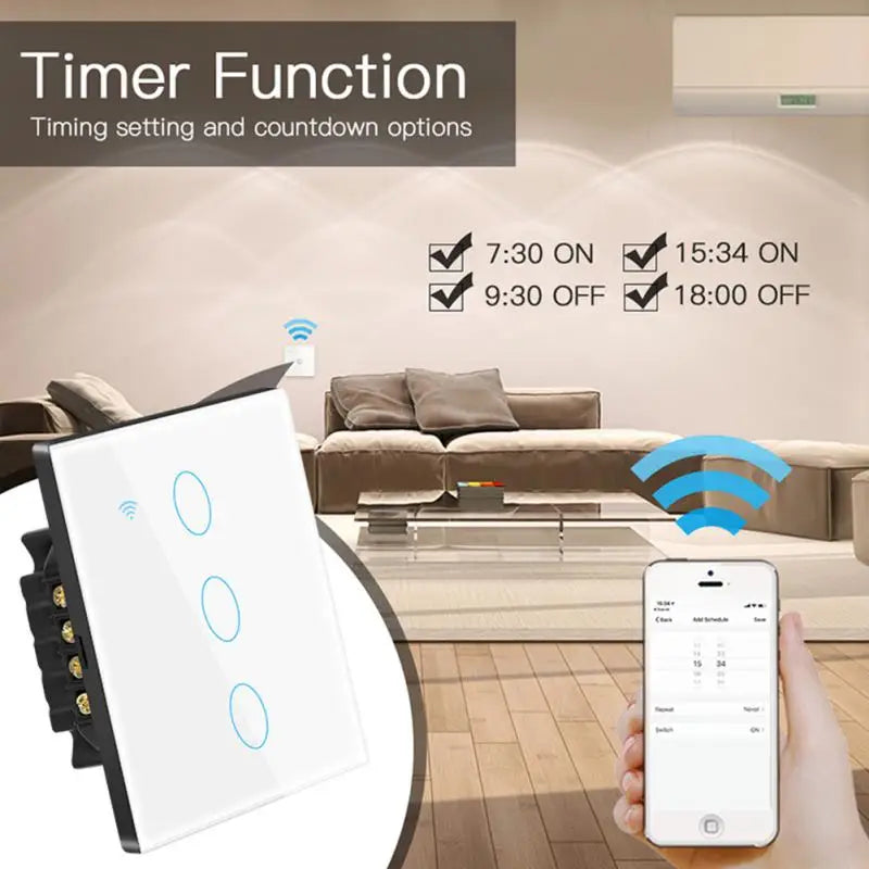 Tuya EU WiFi Smart Switch Neutral Wire Required 1/2/3/4gang Touch Sensor Wall Light Switch for Smart Life APP Alexa Google Home