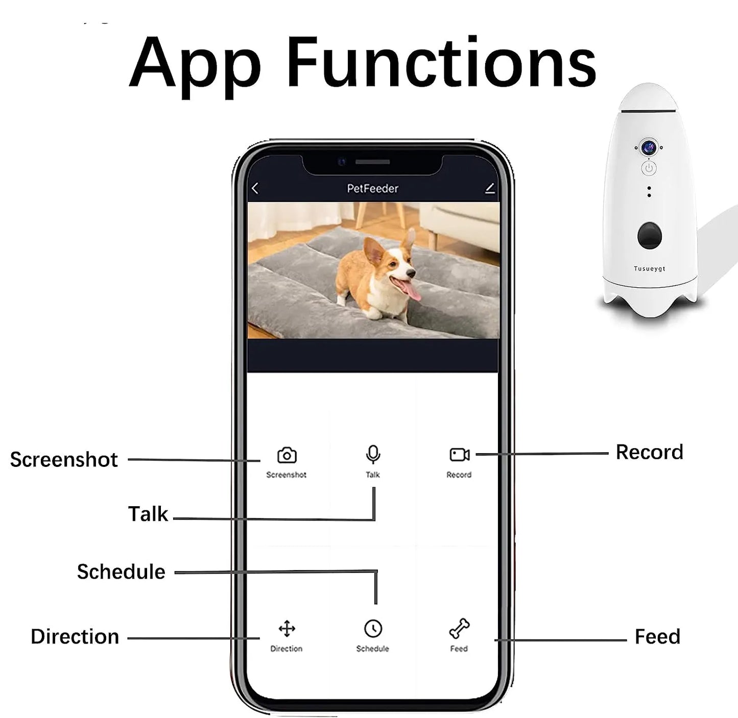 Smart 1080p Dog Camera with Treat Dispenser 180°View Pet Treat Tossing Dog Camera with Phone App 2 Way Audio Android&iOS