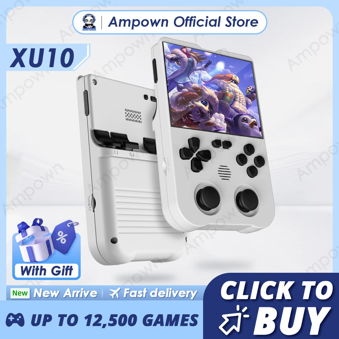 Ampown XU10 Handheld Game Console 3.5" IPS Screen 3000mAh Battery Linux System Miyoo RG35XX Portable Video Game Console Kid Gift