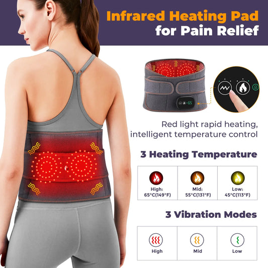 Multifunctional Heating Waist Massager Heated Massage Belt Relieve Fatigue Relax Muscle Red Light Hot Compress Vibration Massage