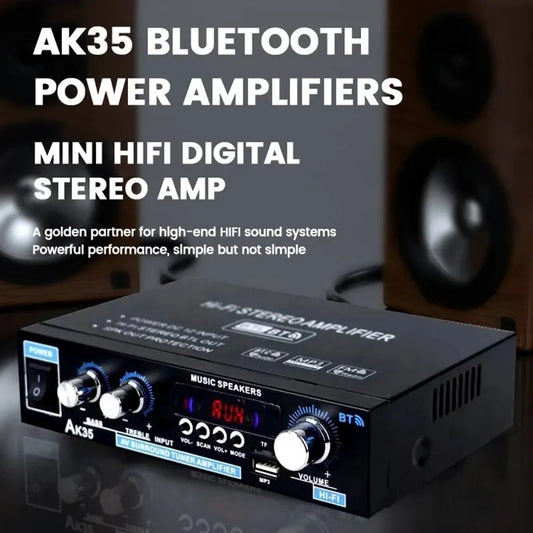 AK35 30W*2 Home Car Power Amplifiers 2 Channel Bluetooth Surround Sound FM USB Remote Control Mini HIFI Digital Stereo Amplifier