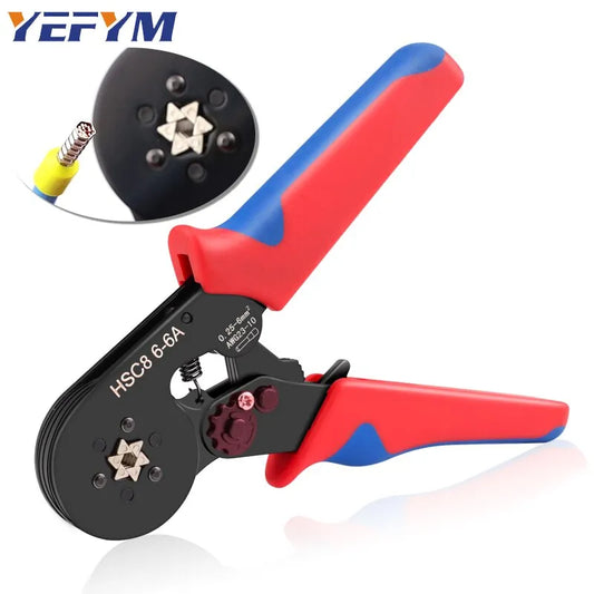 Ferrule Crimping Tools HSC8 6-6A Self-Adjusting Hexagonal Wire Crimper Pliers For 0.25-6mm²(AWG23-10) Electrical Circuit Repair