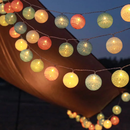 1/3/6M LED Cotton Garland Balls Lights String Christmas Easter Outdoor Hanging Party Baby Kids Room Bed Fairy Lights Decorations