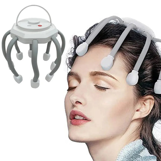 Electric Head Massager Octopus Scalp Massage Claw Physiotherapy Decompression Head Scratcher Stress Relief Improve Sleep Relax