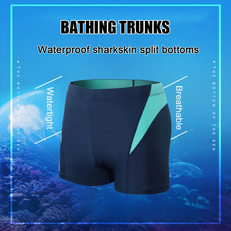 Men Swimming Shorts Waterproof Square Leg Swimming Pants Quick Drying Breathable Portable Lightweight Elastic for Water Sports