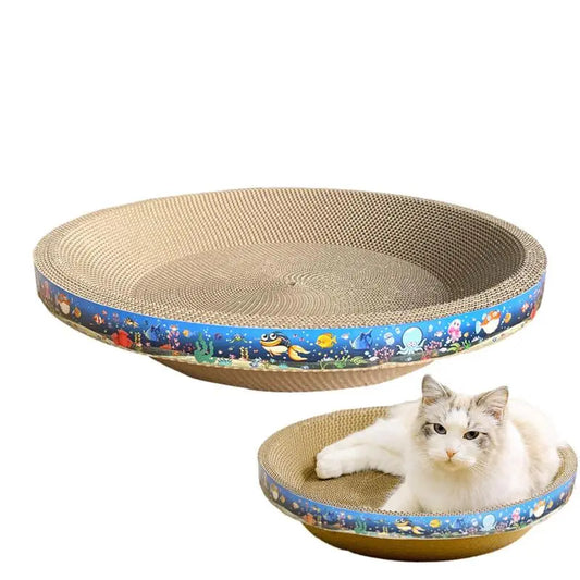 Cat Scratching Board Corrugated Cardboard Scratch Pad 2 in 1 Oval Cat Scratch Pad Nest for Cat Grinding Claw Furniture Protector