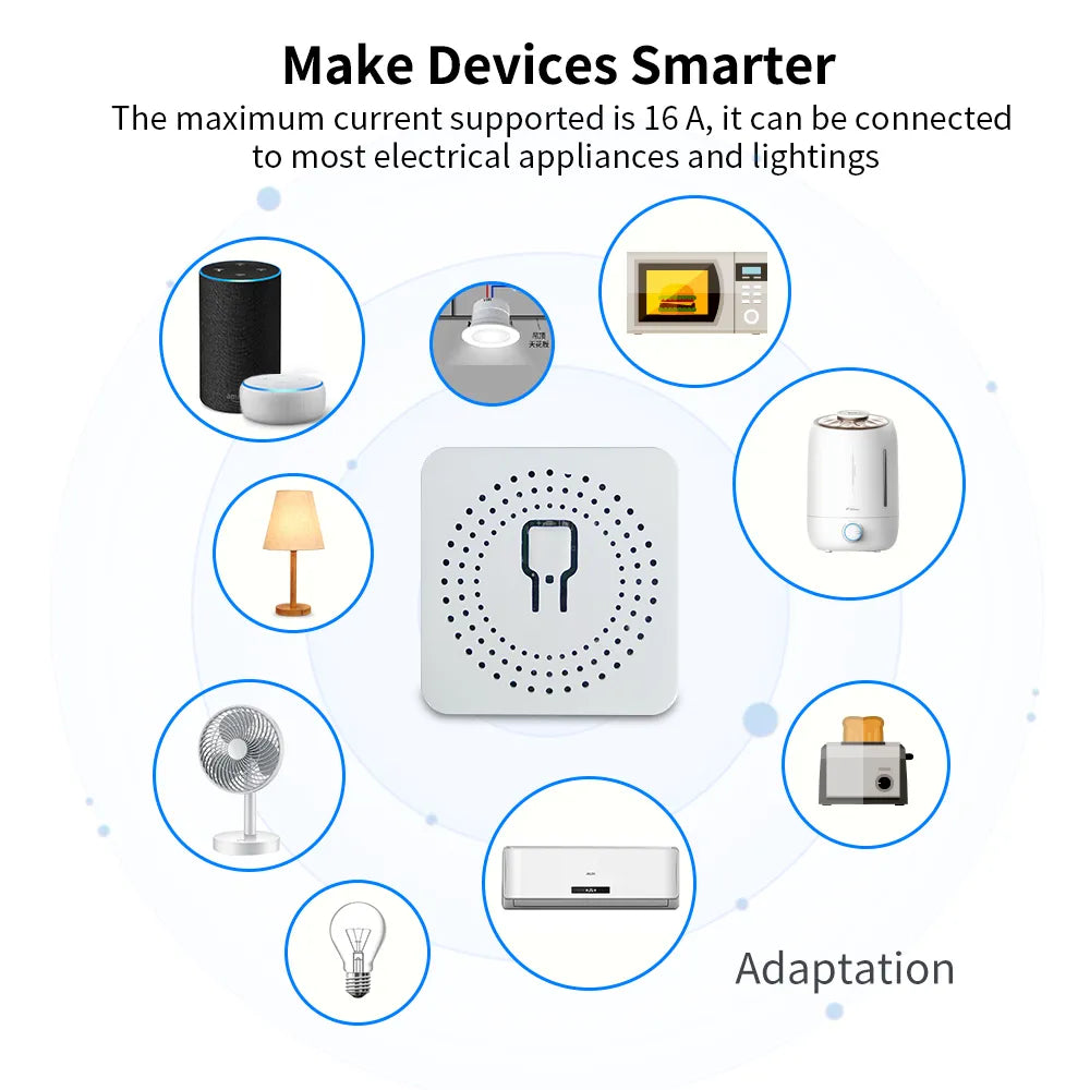 WGHINE 16A Tuya Mini DIY Smart Switch wifi APP remote bidirectional control support Alexa Google homepage