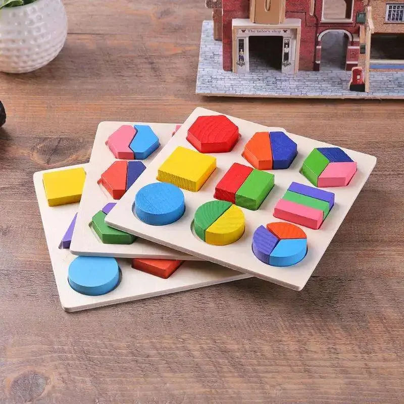 Wooden Geometric Shapes Puzzle For Children Kids Sorting Math Bricks Toy Preschool Learning Educational Game Baby Toddler Toys