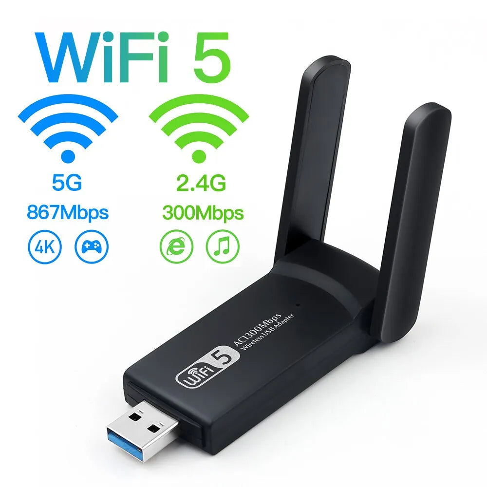 1300Mbps USB3.0 WiFi Adapter Dual Band 2.4G 5Ghz Wireless WiFi Dongle Antenna USB Ethernet Network Card Receiver For PC