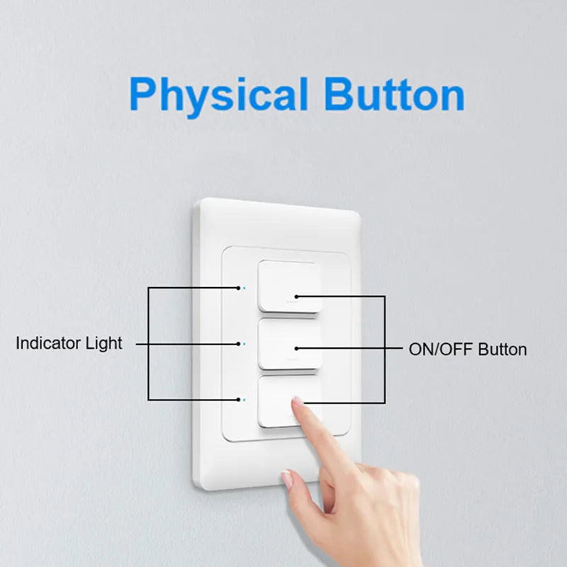 WiFi Light Switch Tuya Smart Wall Push Button Interruptor Switches 110-240V 1/2/3Gang Physical Lamp Switch Neutral Wire Optional