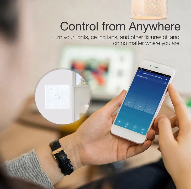 Tuya EU WiFi Smart Switch Neutral Wire Required 1/2/3/4gang Touch Sensor Wall Light Switch for Smart Life APP Alexa Google Home