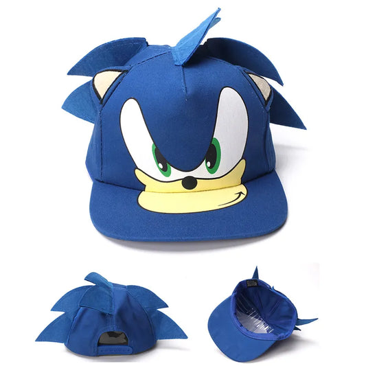 Sonics Kids Blue Baseball Cap Cosplay Hat Hot Sale Cartoon Hip Hop Brand Blue Solid Color Hat Cool Boy Girl  Anime Accessories