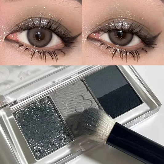 Matte Glitter Eyeshadow Makeup Palette Waterproof Punk Smokey Green Pink Eye Shadow Cool Toned Gray Black Eyes Pigment Cosmetics