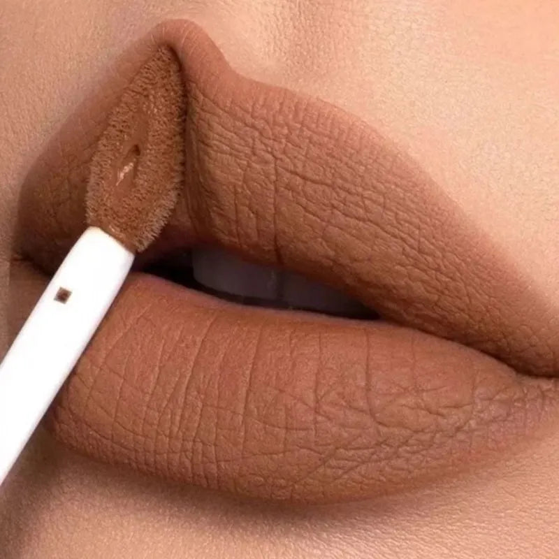 Long Lasting Velvet Matte Nude Brown Lip Gloss Waterproof Liquid Lipstick Lips Makeup Women Beauty Red Non-stick Cup Lip Gloss