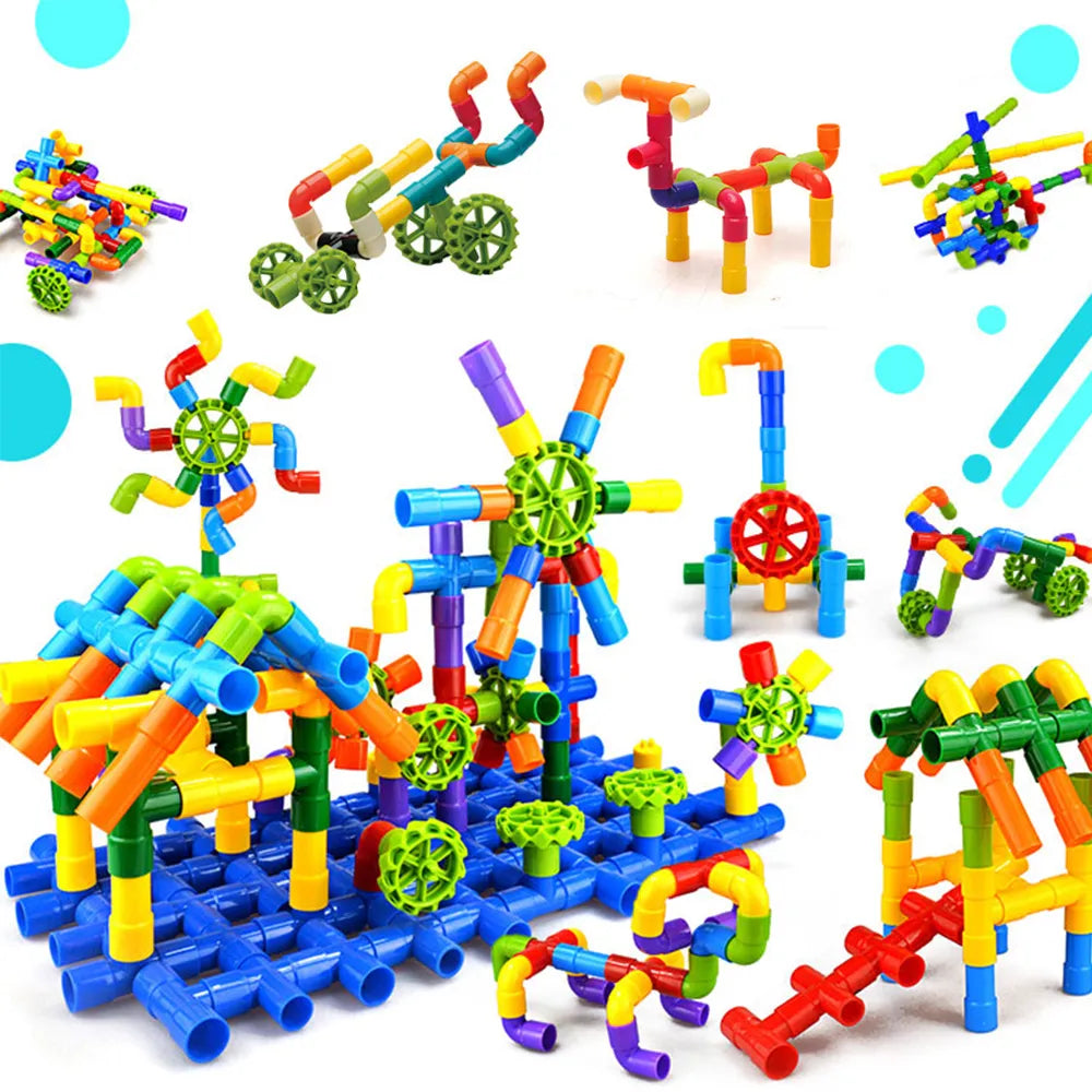 Pipeline Building Blocks Toy Montessori Water Pipes Building Blocks Gift for Children Construction Educational DIY Assembly Toys