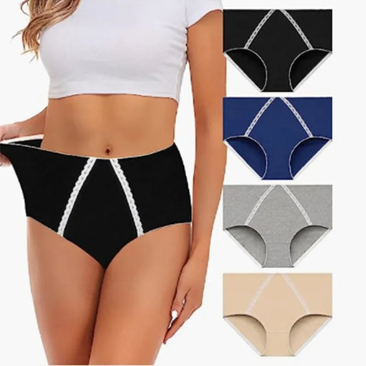 4PCS/Set Women's Panties High Waist Cotton Panties Plus Size Breathable Comfortable Underwear Shaping Sexy Seamless Lingerie