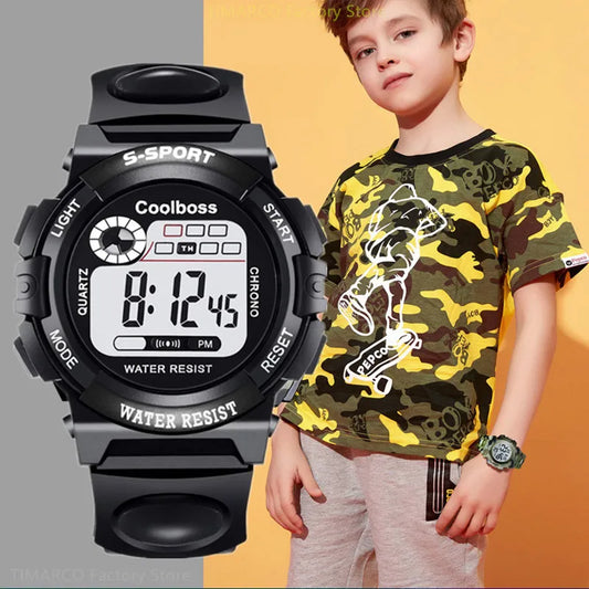 Electronic Watch For Boys Girls Children Luminous Dial Military Sport Watches for Kids Waterproof Multi-function Digital Watch