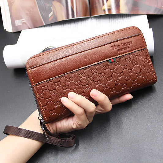 New Men's Wallet Long Black New Men Wallets Long Fashion Buckle Embossed Multi-Card Magnetic Trifold Bag Men's Wallet Business