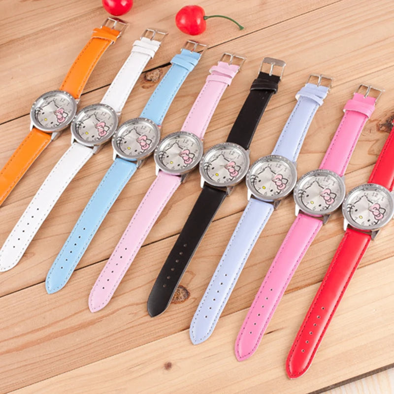 Casual Cartoon Watches for Children Simple Metal Dial Quartz Wristwatch Leather Watchband Fashion Kids Watch Boys Girls Clock