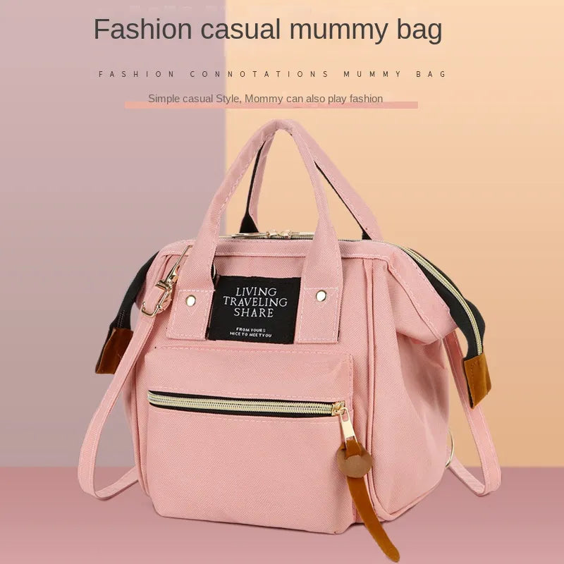 Small size Mother Baby Leather Pu Bag Mommy Storage Double Baby Bag Travel Backpack Diaper Bag Skin Bag Baby Shoulder Stroller