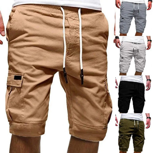 2021 Men's Shorts Cargo Shorts Cool Summer Solid Color Multi Pockets Jogger Loose Drawstring Shorts Plus Size Male Short Trouser