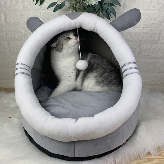 Indoor Pet Cats Small Dog Hiding House Nest Kennel Warm Products Winter Washable Deep Sleep Fluffy Cat Cave Sofa Bed Basket Toys