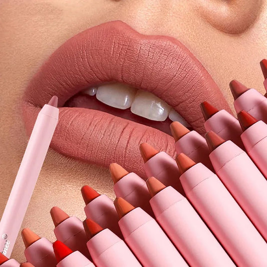 Matte Lip Liner Pencil Multicolor Waterproof Lip Contouring Makeup Lipstick Long Lasting Non-stick Cup Sexy Lipstick Cosmetics