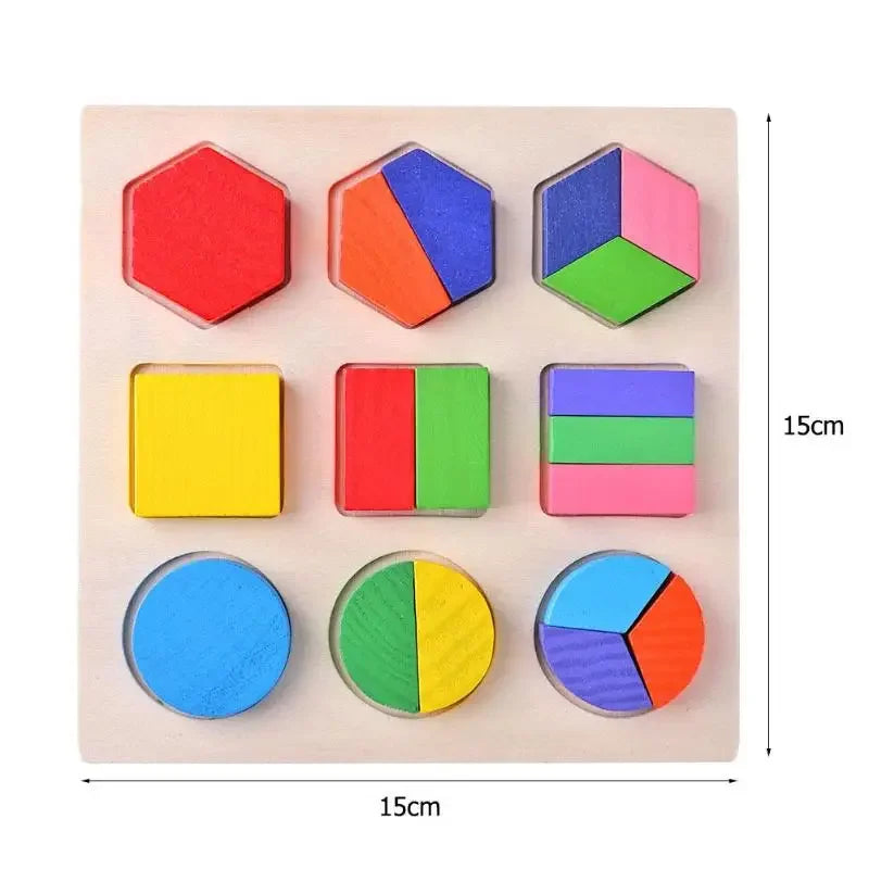 Wooden Geometric Shapes Puzzle For Children Kids Sorting Math Bricks Toy Preschool Learning Educational Game Baby Toddler Toys