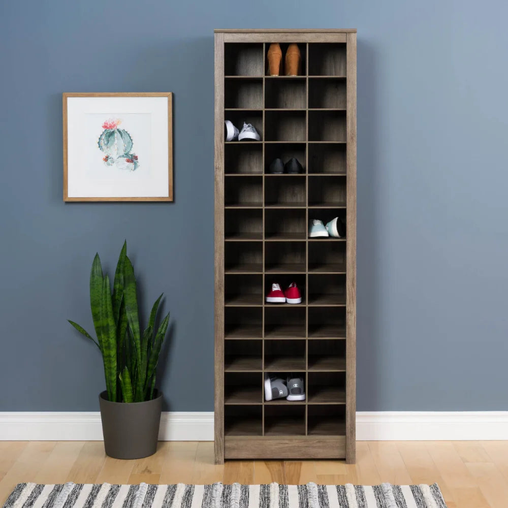 Prepac Space-Saving 36 Pair Shoe Storage Cabinet With Cubbies, Black bookshelves  shelf