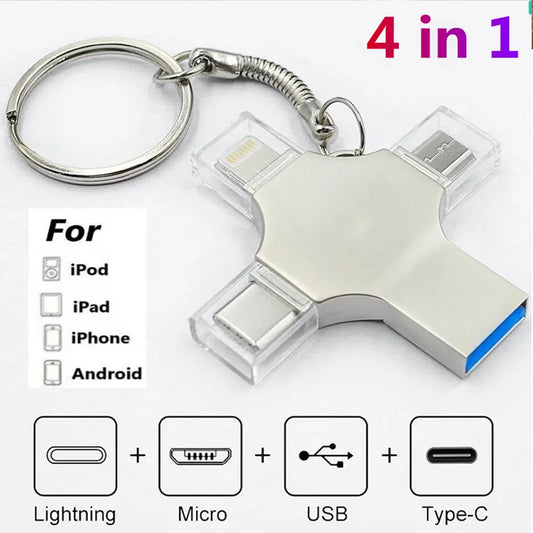 4 in 1 Type-c OTG USB Flash Drive 2TB 3.0 Pendrive 1TB USB Stick 256GB Memory  For iPhone Android PC 512 GB