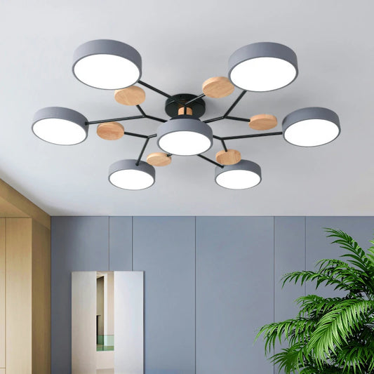 LED Chandelier with 3 Different Colors Suitable for Living Room Bedroom Study Home Decoration Indoor Lighting AC90-260V