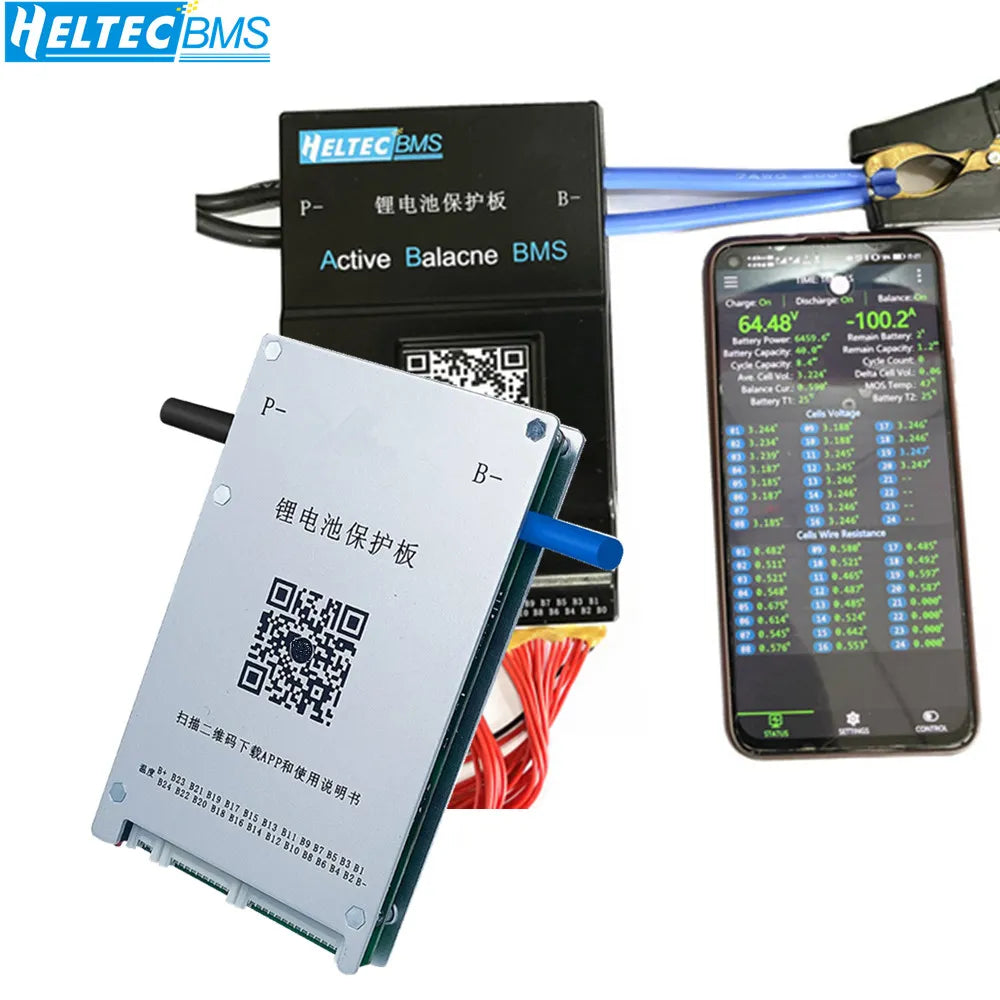 Heltec 1A 2A Active Balance BMS 4S 8S 12S 13S 14S 16S 20S 24S Smart Bms 40A 60A 80A 100A 150A 200A Lifepo4 Li-Ion Lto Battery