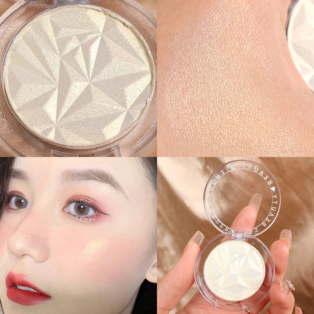 3 Colors Diamond Highlighter Powder Palette Glitter Face Contour Brighten Makeup Shimmer Ultra-concentrated Illuminate Cosmetic