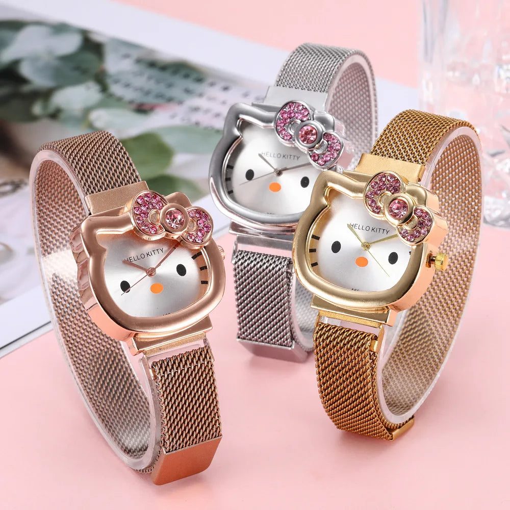 TAKARA TOMY Hello Kitty WristWatch Girls Student's Birthday Gifts Watch for Women Electronic 3Bar Free Shipping Watches Kawaii