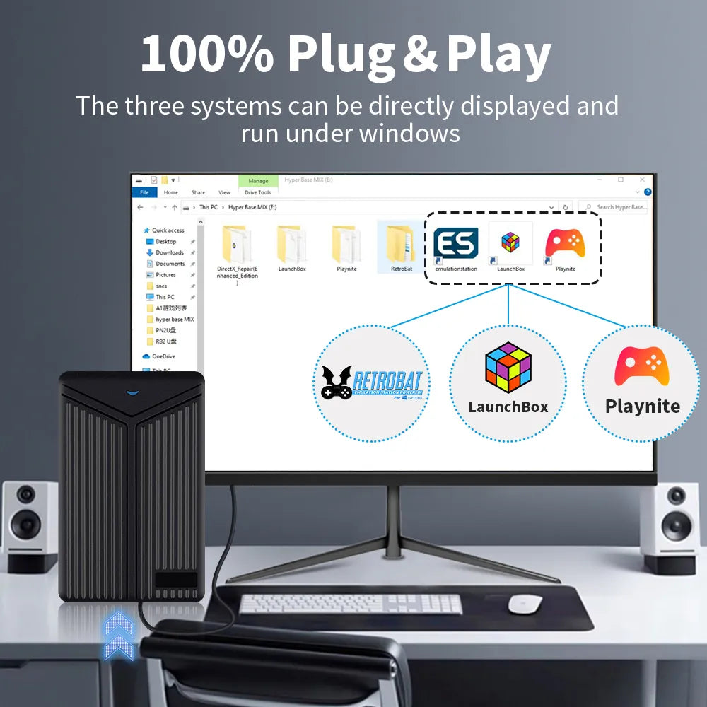 5T Ext HDD Retro Game Console Retrobat＆Playnite＆Launchbox for 60000+AAA/3D/Retro Games for PS5/PS4/X BOX Plug＆Play Win 8.1/10/11