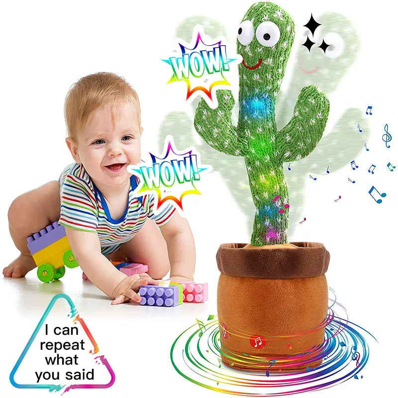 Rechargeable Dancer Cactus Glowing Dancing Captus USB Record Swing Fish Repeat Talking Dance Cactus Spanish Parlanchin Baby Toy