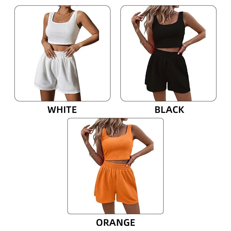 Women Casual Pajamas Nightclothes Sleepwear Camisole And Shorts L XL XXL White Black Orange Comfortable Summer