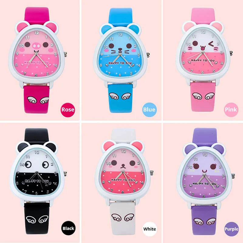 Girls Watches Kids Quartz Analog Leather Wristwatches Cartoon Children Watch Birthday Gifts For Boys Clock