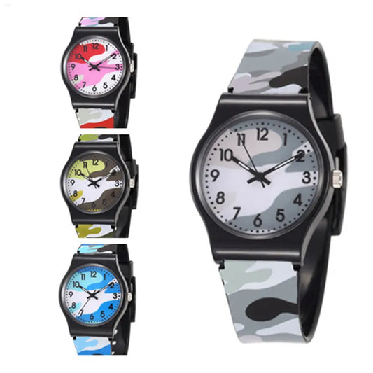 Navy Blue Military Camouflage Watch Children Silicone Watch Cartoon Quartz Kids Watches Boys Gift Watch for Children