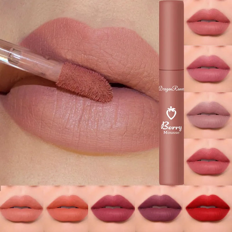 Waterproof Velvet Matte Nude Lip Gloss Sexy Long Lasting Non-stick Cup Nude Red Liquid Lipstick Make-up for Women Korea Cosmetic