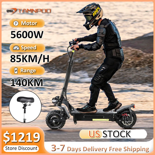 Powerful Electric Scooter 5600W Dual Motor Max Speed 80km/h 60V 27AH Battery 11inch Off-road Tires Folding E-Scooter for Adults