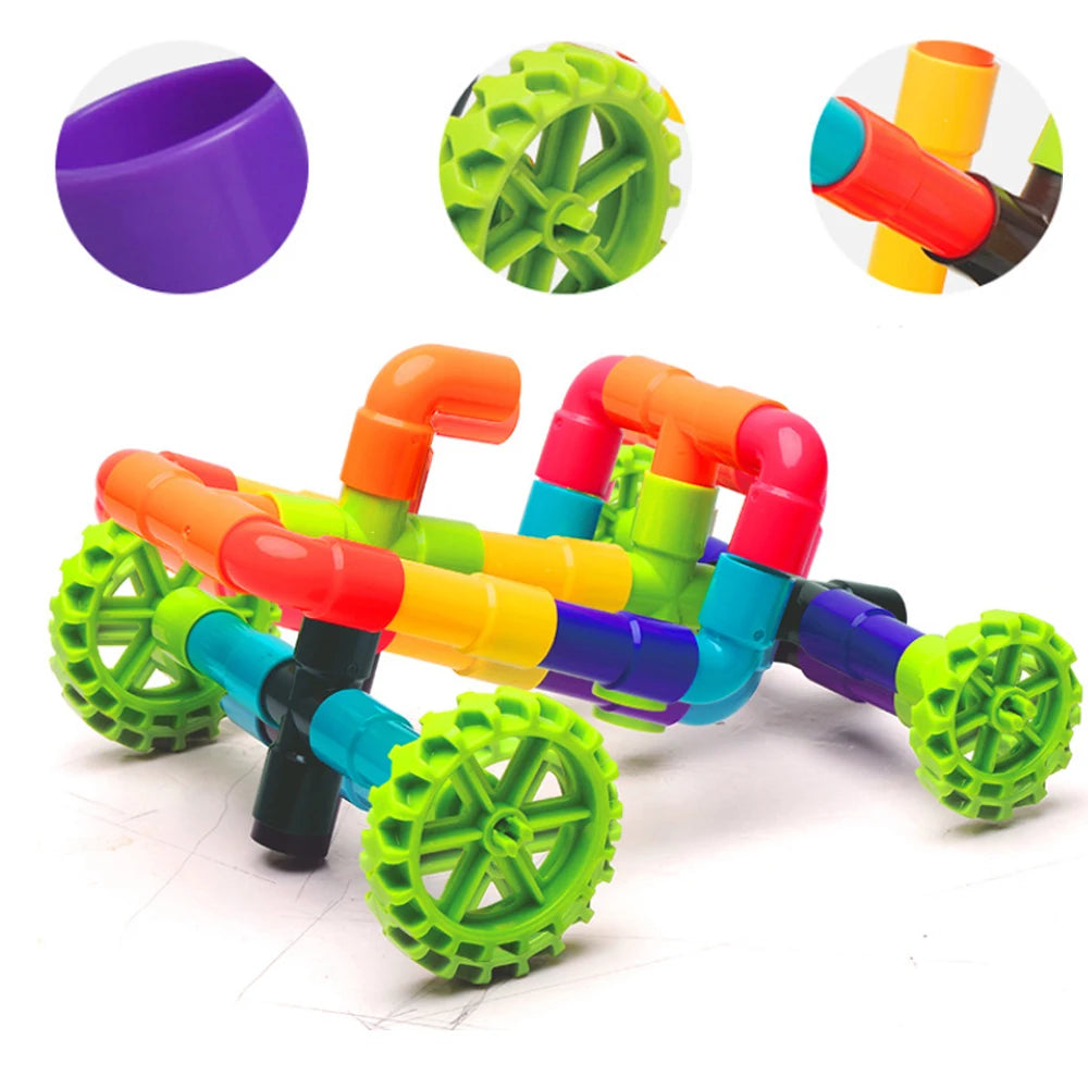 Pipeline Building Blocks Toy Montessori Water Pipes Building Blocks Gift for Children Construction Educational DIY Assembly Toys