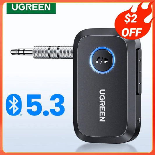 UGREEN Bluetooth Car Receiver Adapter 3.5mm AUX Jacks for Car Speakers Audio Music Receiver Hands Free Bluetooth 5.3 Adapter